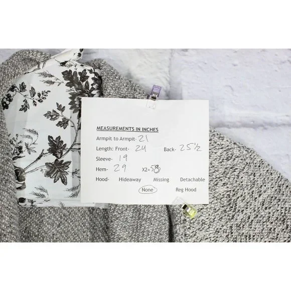 BNCI Blanc Noir White Gray Open Front Shawl Collar Cardigan Sweater XL - Picture 8 of 8